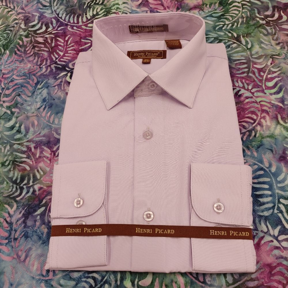 HENRI PICARD BY DON JONATHAN LAVENDER DRESS SHIRT.